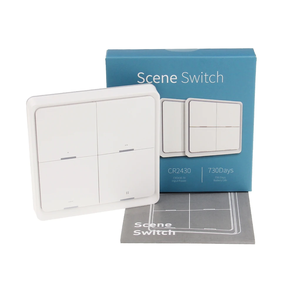 1/2/3/4 Gang Battery Powered Push Button Tuya Zigbee Wireless Scene Panel Switch