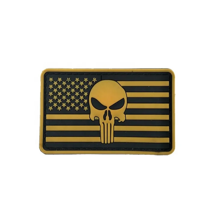 3D Soft USA flag Punisher PVC Rubber Patches military Tactical Clothing Badges with hook and loop backing