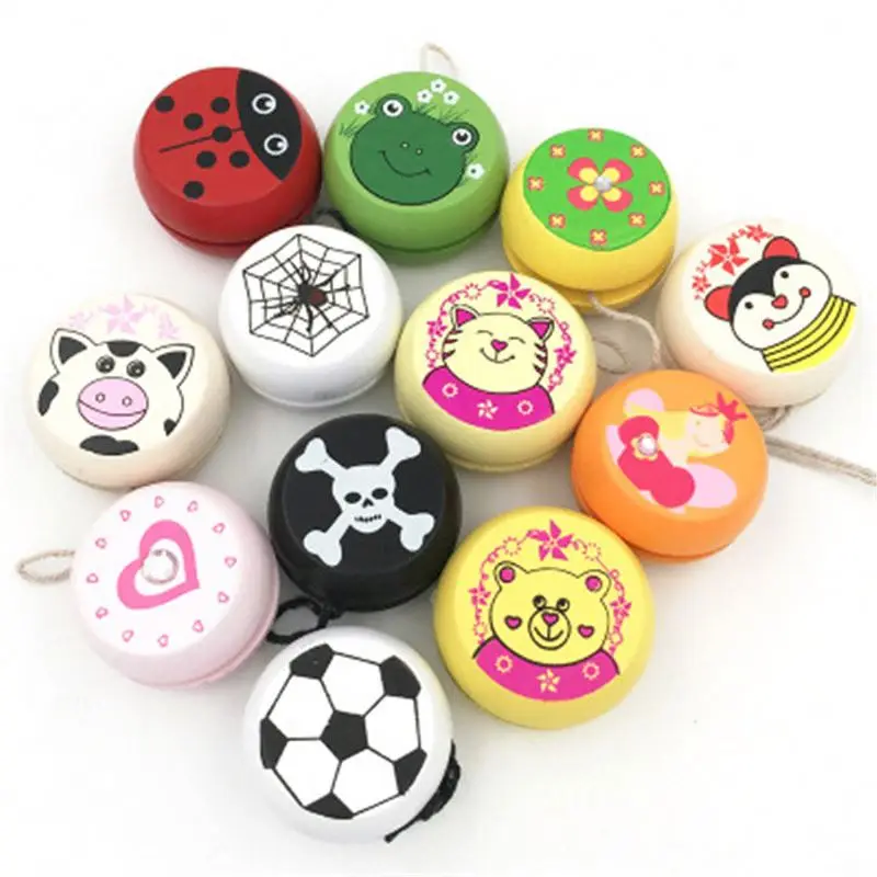Mix Wholesale Cute Animal Prints Wooden yoyo Toys Kids Yo-Yo Creative Children Yoyo Ball
