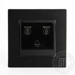 Dry contact technology 24V DC DND smart hotel use black aluminum brushed 4 side CNC push button style electric doorbell