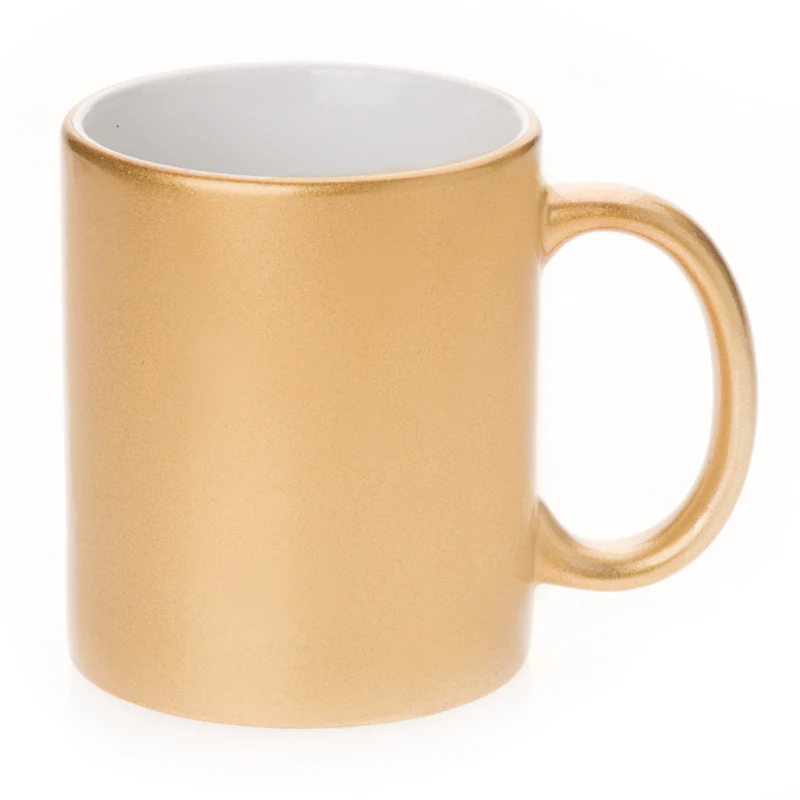 Wholesale Personalized 11oz Ceramic Coffee Mug Sublimation Blanks Sparkling Gold Cup For Printing