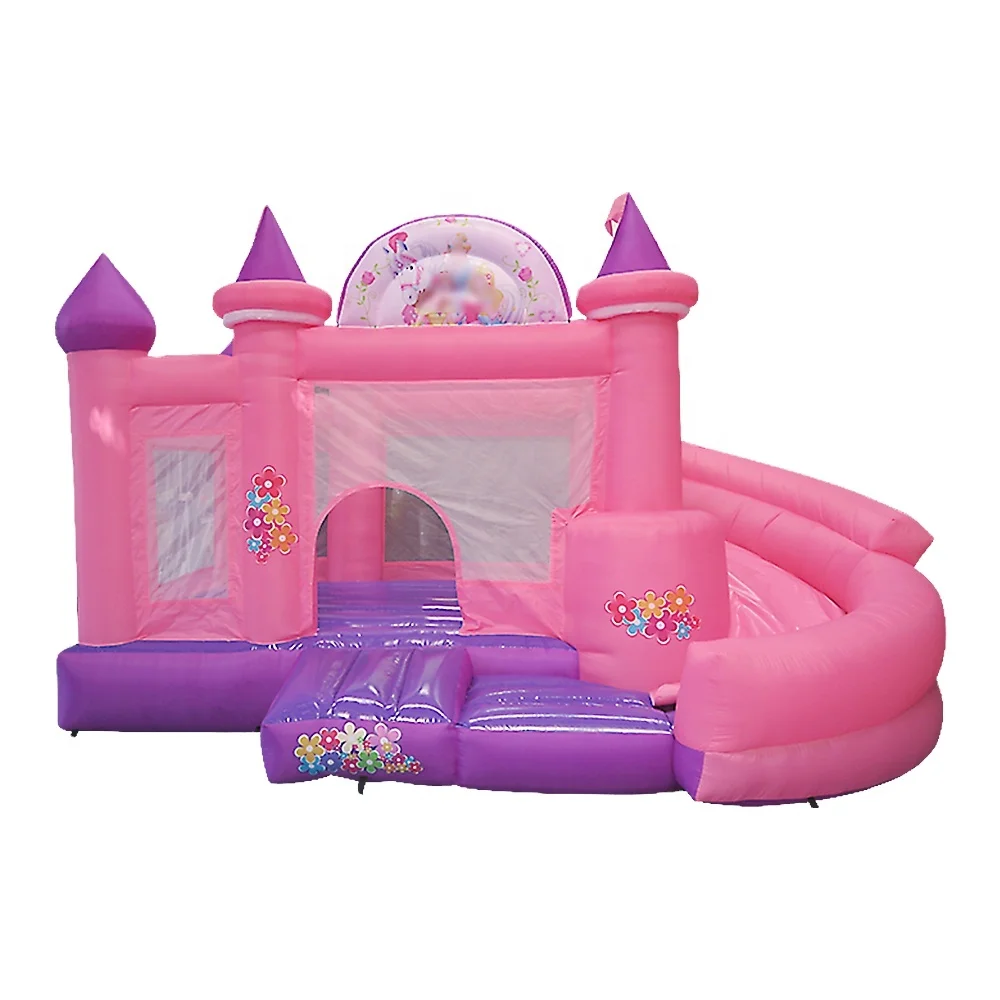 free air ship to door, 4.5x4m pink bouncy castle, commercial inflatable jumper house with slide combos for sale