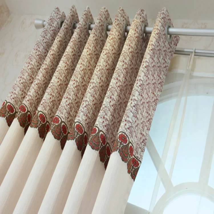 Linen curtain with Chinese style landscape