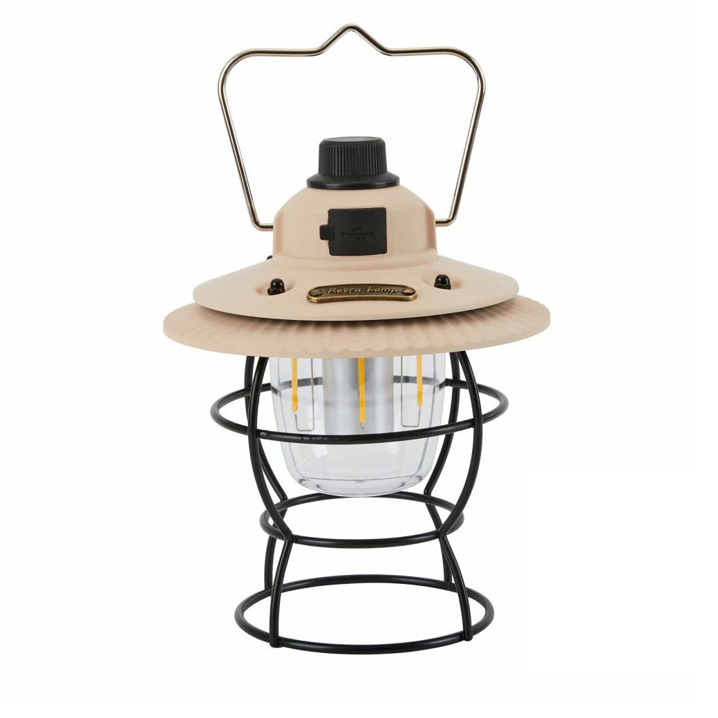 Портативный винтажный светильник для кемпинга водонепроницаемый уличный светодиодный фонарь с USB-зарядкой в стиле ретро