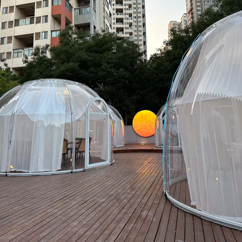 Full House Glamping Winter Polycarbonate Eco Room Design Style Construction Building Transparent Crystal Designs Dome House