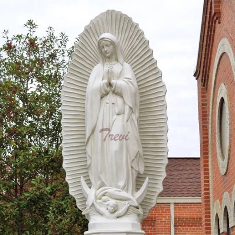 Ручная резная уличная Современная Садовая церковь Guadalupe мраморные каменные статуи Девы Марии для