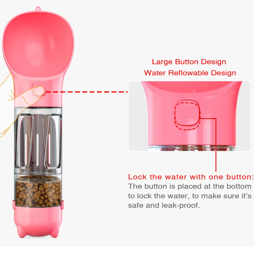 Portable Raised Food And Pet Cat Dog Plastic Travel Design Elevated Pet Water Bowl Attachment Bottle