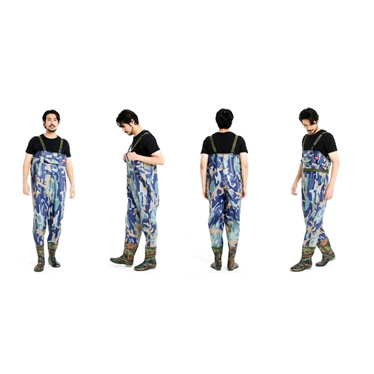 Newbility Waterproof deep water fishing pants durable waist Fly fishing Wader rubber material deep pocket pants