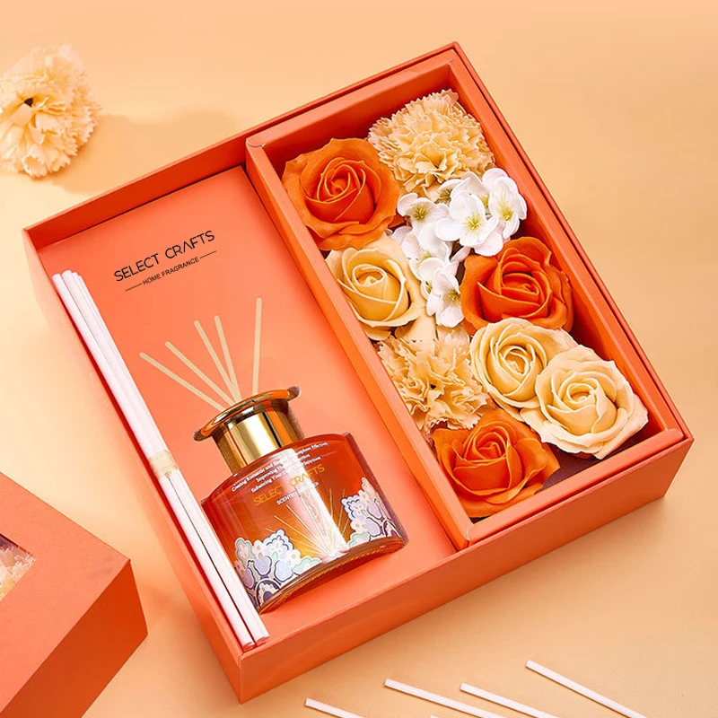 Wholesale Private Label Custom Gift Box Home Decor Preserved Flower  Essential Oil  Perfume Luxury Reed Diffuser