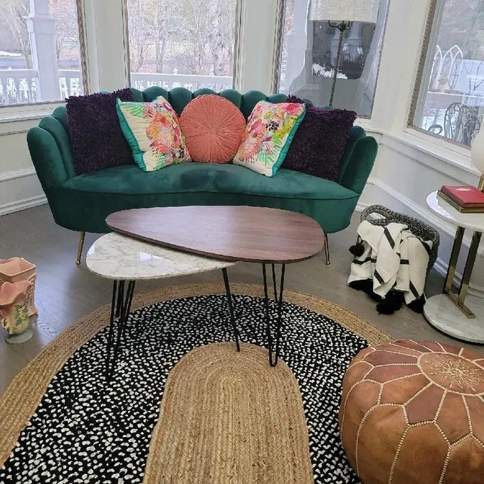 Hot Selling Modern Living Room Furniture Wood Coffee Table Triangular Nesting Double Coffee Tables