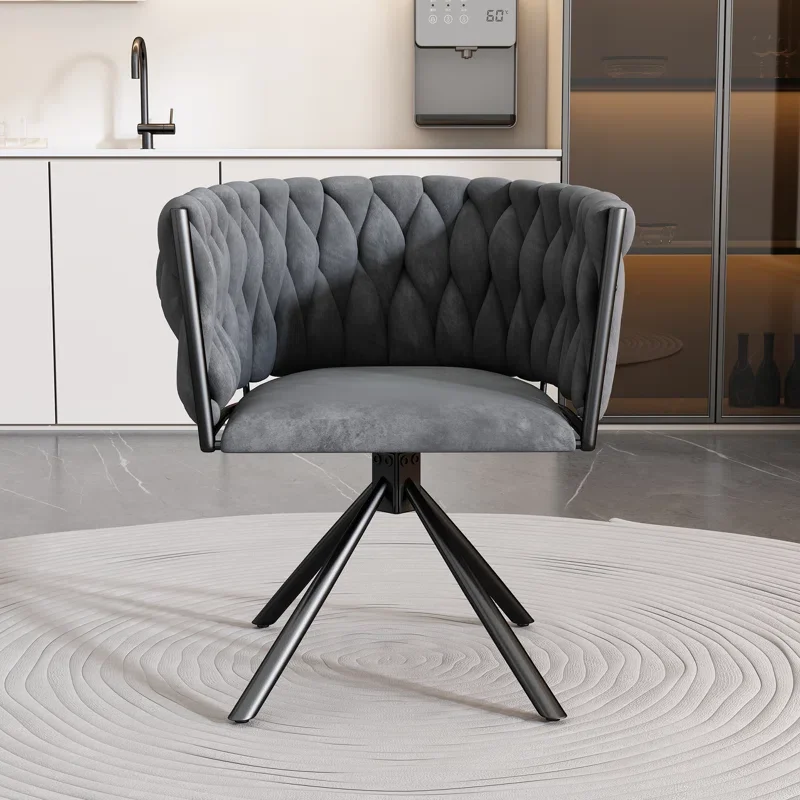 High-end Indoor Furniture 360 Degree Swivel Chair Leisure Armchair With Velvet Fabric Cushion Seat