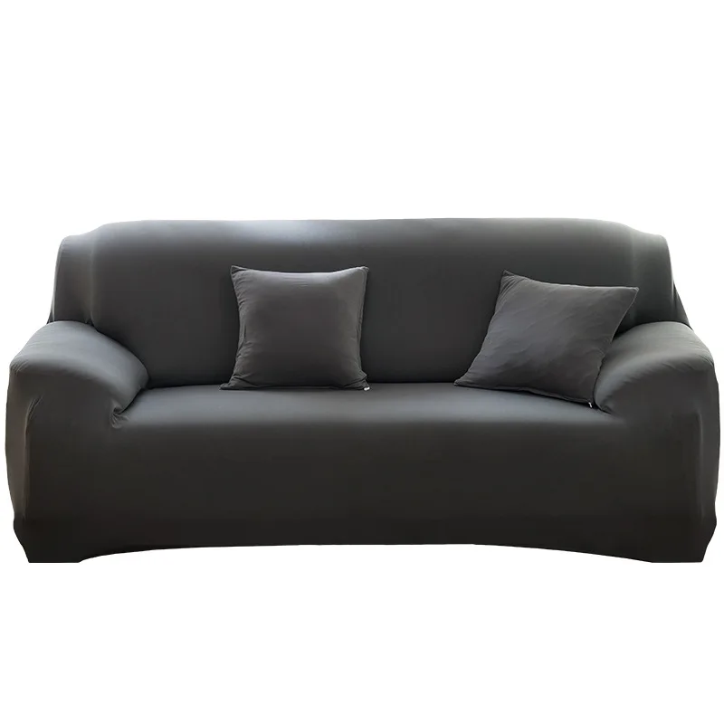 hot sale full cover 1/2/3/4seats seaters  stretchable solid color plain dark grey elastic stretch sofa cover milk silk slipcover