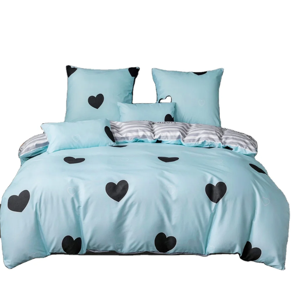 1800 Series Heart Printing 4PCS 6PCS Collection Soft Microfiber Fitted Bed Sheets Sets