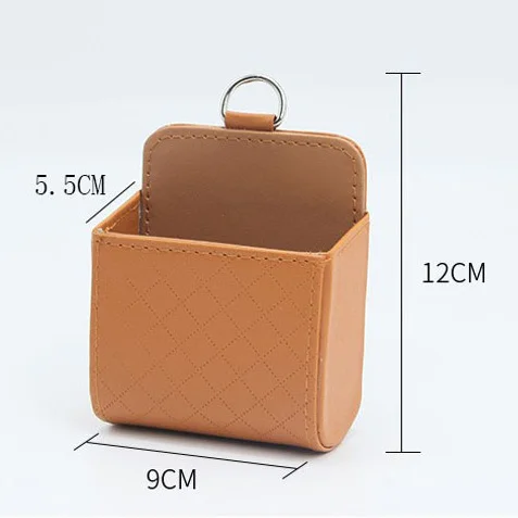 Multi-Functional Sports Style Car Organizer PU Leather Storage Bag with Air Outlet and Mobile Phone Holder for Car Travel