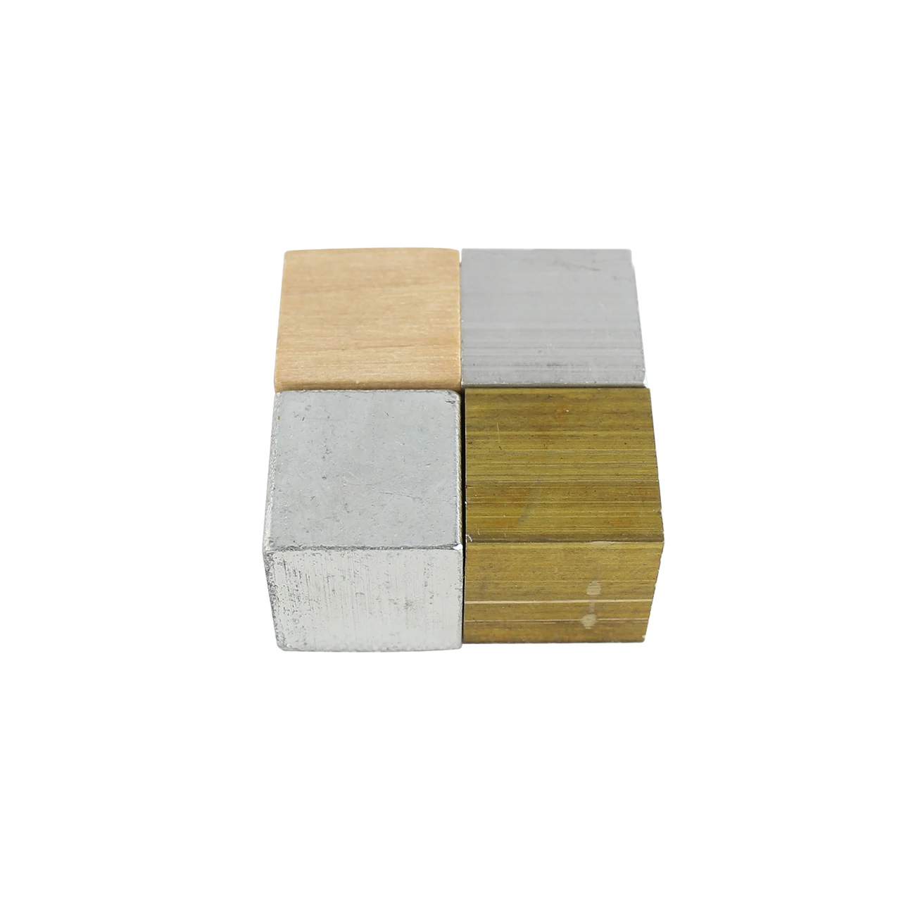 Cube Group Density Blocks (Copper, Iron, Aluminum, Wood) for Physics Density Teaching