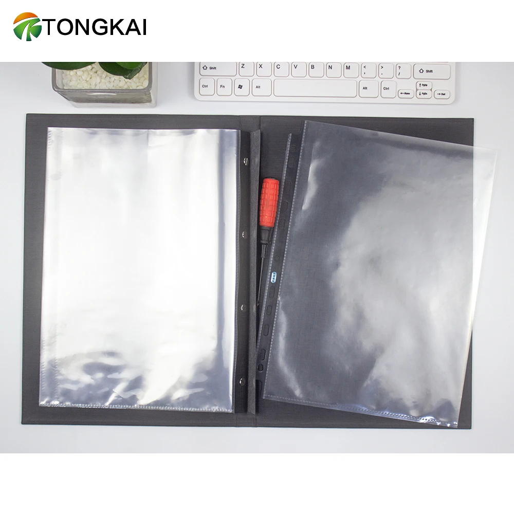 Fancy Metal Corner PU Leather Folder A4 Restaurant Menu Card Holder