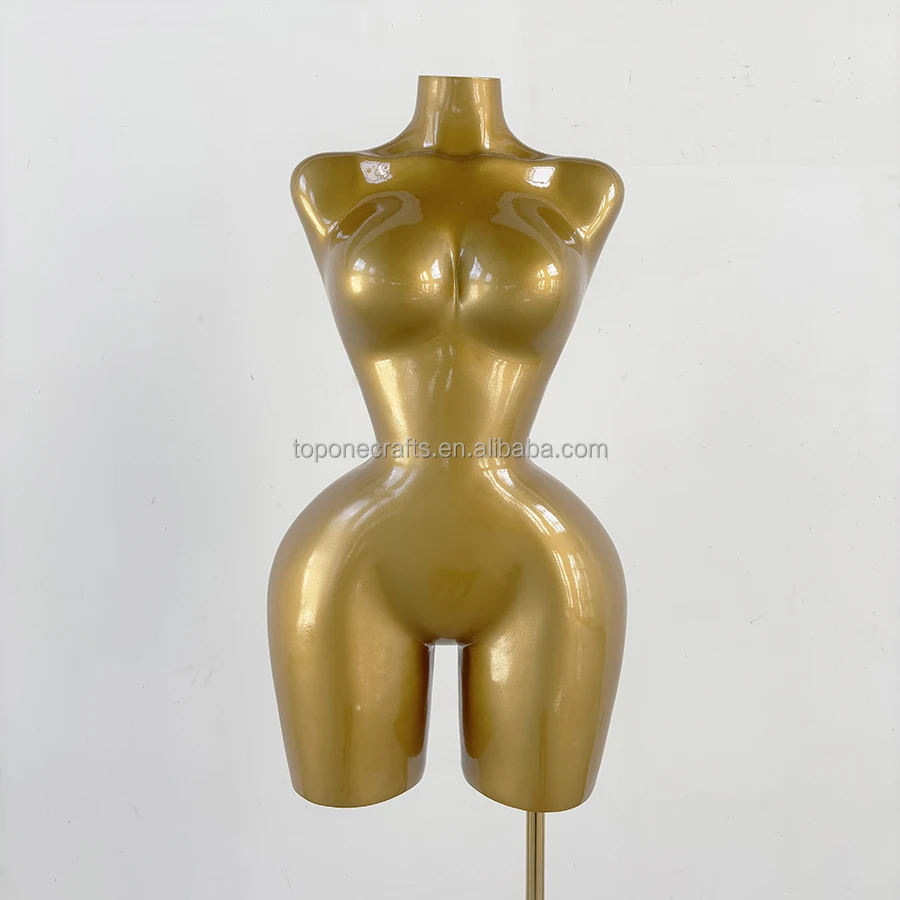 Wholesale Curvy Sexy Female Plus Size Manikin bbl Dress Upper Body Dummy Big Butt Big Breast Fiberglass Paint Gold Mannequins