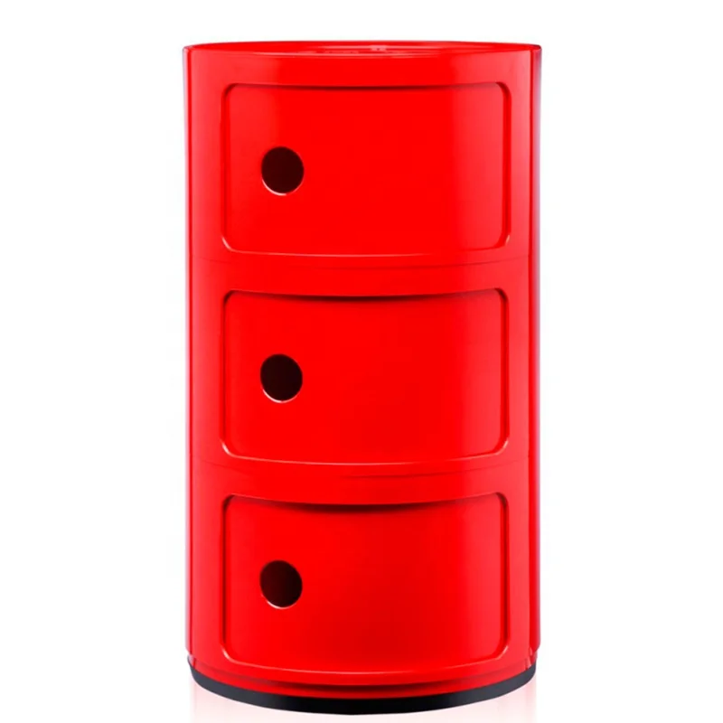 Morezhome high quality plastic round bedside table storage cabinets with three elements