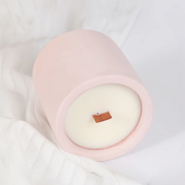 Wholesale Custom Logo Original Matte Empty Cement Candle Container Gray Red Concrete Ceramic Candle Jar