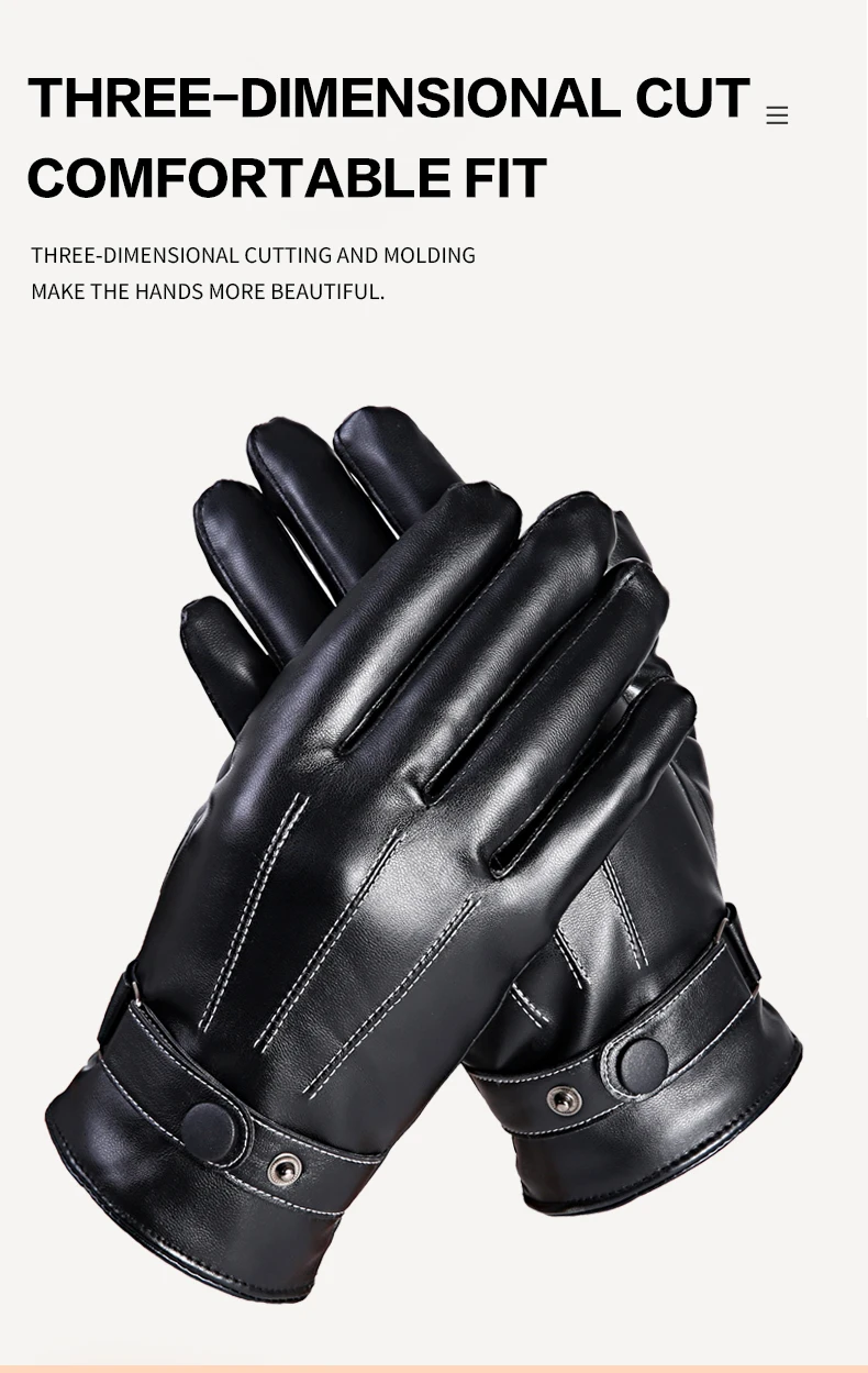 Winter Warm PU Leather Driving Gloves General Purpose Work Gloves for Winter