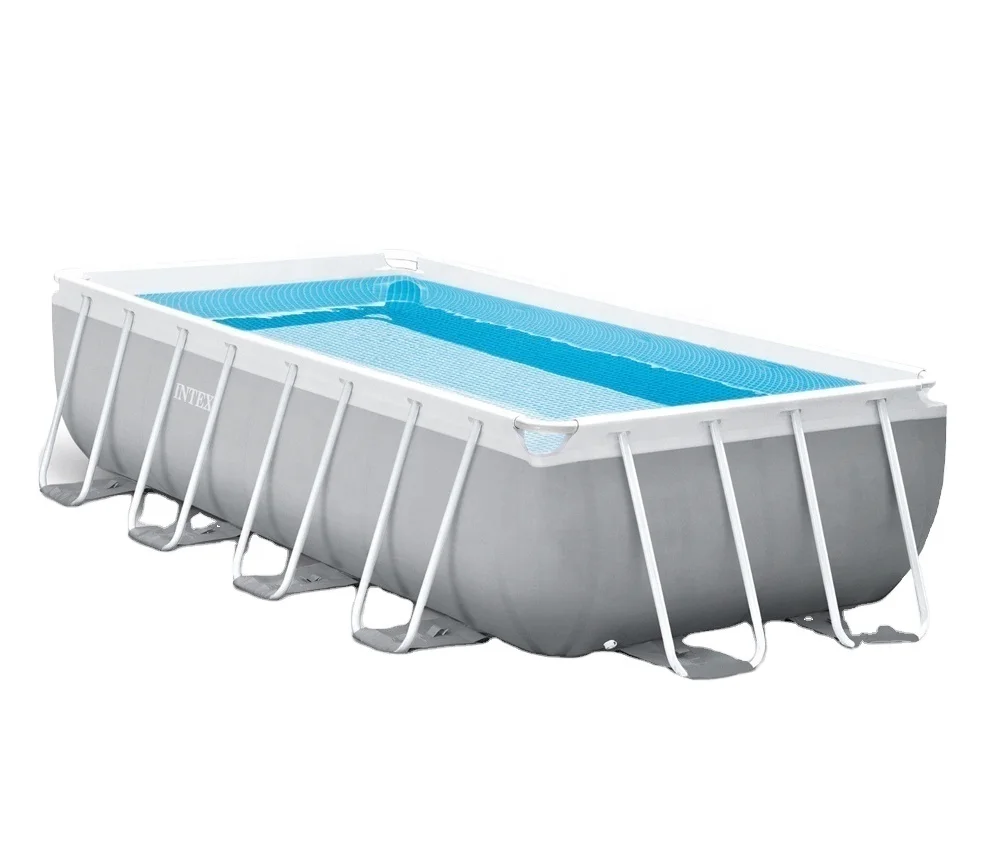 INTEX 26788 Family Rectangular Prism Frame Outdoor Above Ground Swimming Pool Set