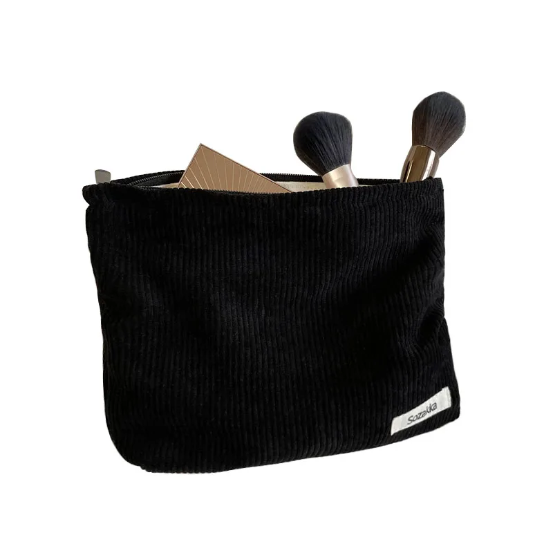 Hot wholesale large capacity corduroy mobile phone change cosmetics solid color storage bag