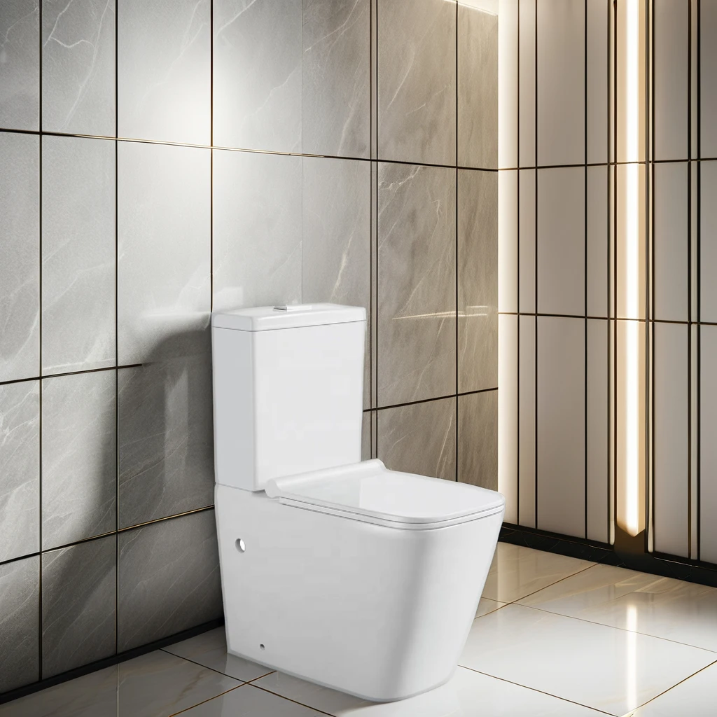 Supermarket Restroom Ceramic Flush Two-piece Toilet Hotel Bathroom Split Flush Toilet Bathroom Easy To Clean The Split Toilet