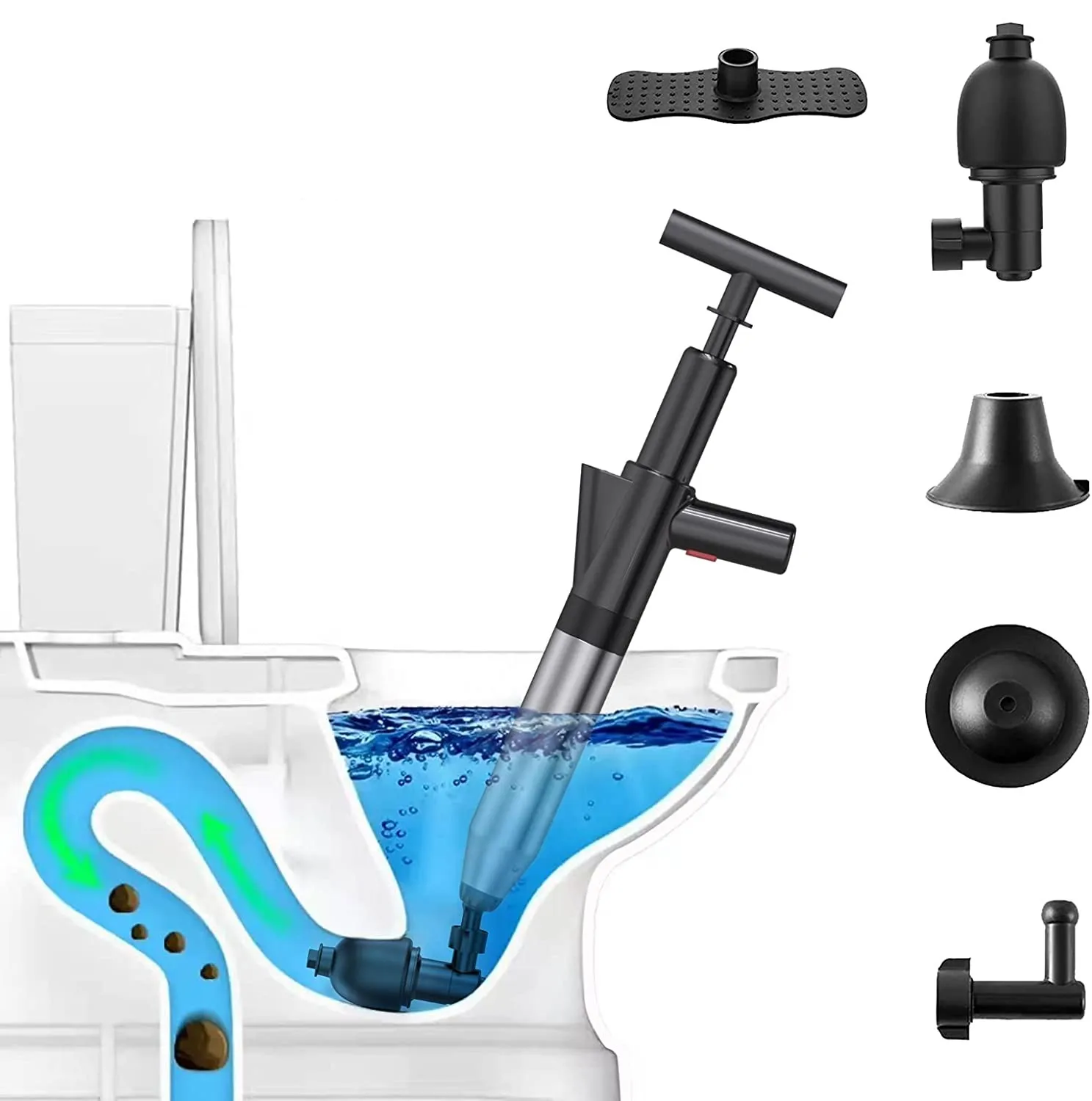 bathroom tools products multifunction vacuum toilet pipe unclog sewer dredge air drain plunger blaster silicone