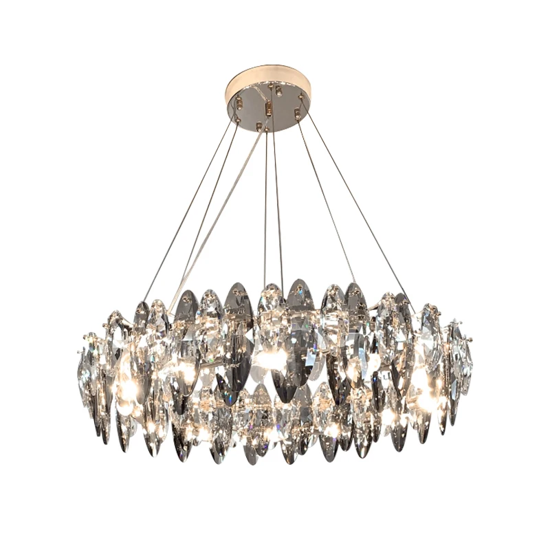 
LED Modern Oval Crystal Suspension Luminaire Lampen Chandelier Hanging Lamp Lighting Lustre Chandelier Lighting For Dinning Room 