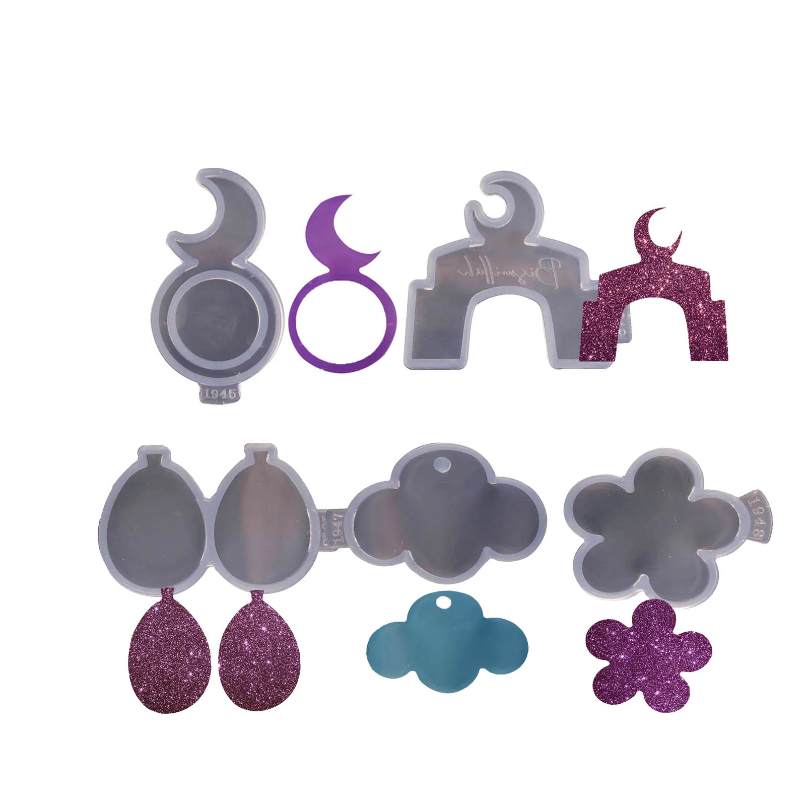 DY1946 Moon arabesque Mold used as Magnet or Napkin Resin Molds, Teeth Balloon Cloud Mould Jewelry Making DIY Craft/ Keychains