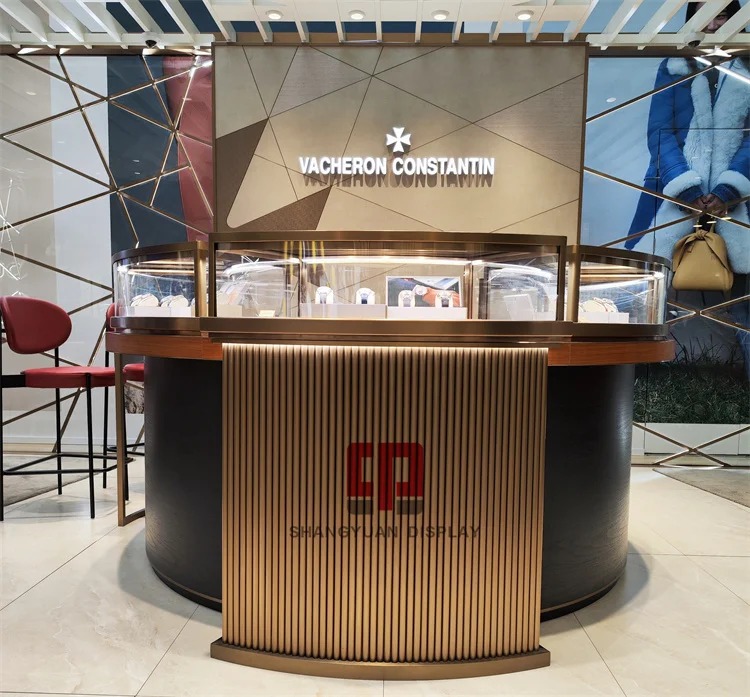 Custom Fashion Luxury Watch Shop Furniture Display Cabinets Watch Glass Display Showcase With Led For Watch Shop Design