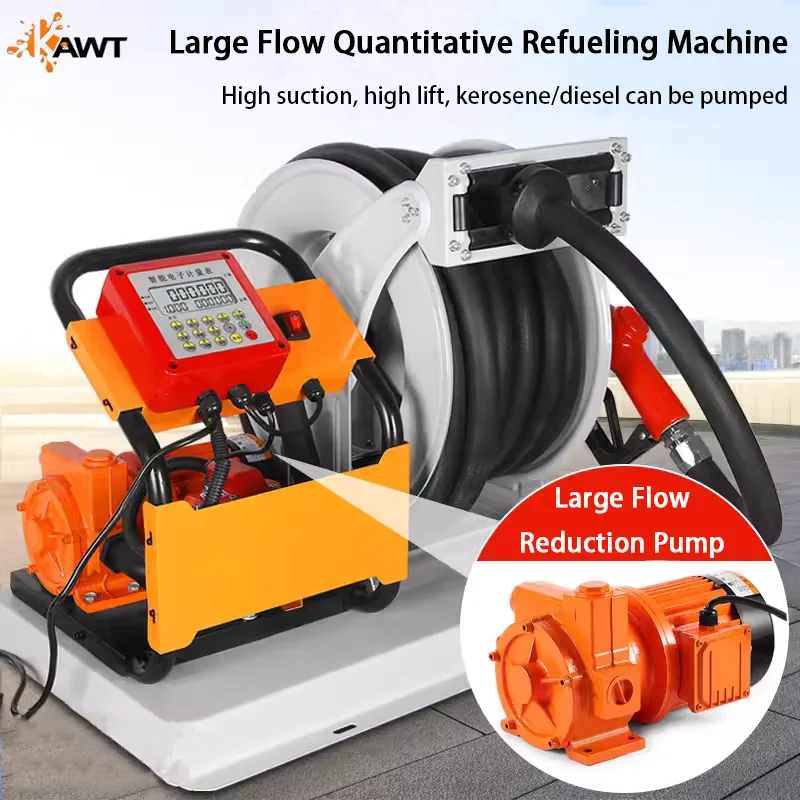 Cavitt Electric 12V/24V/220V Portable Fuel Pump 550W Fuel Reel Dispenser Diesel Pump With Fuel Gun And 10M Hose Reel