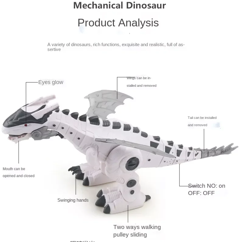 Новая электрическая интеллектуальная игрушка-динозавр со звуковым освещением имитация тираннозавра механический