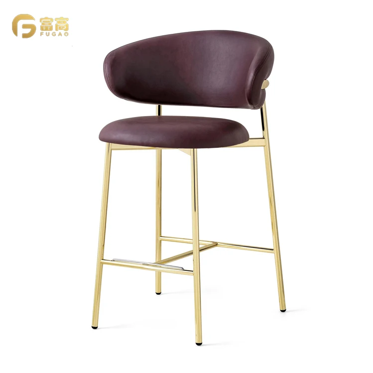 oem factory china Commercial Grade Mid-back Contemporary Faux Leather Bar Stools With Footrest kitchen high chairs bar stool