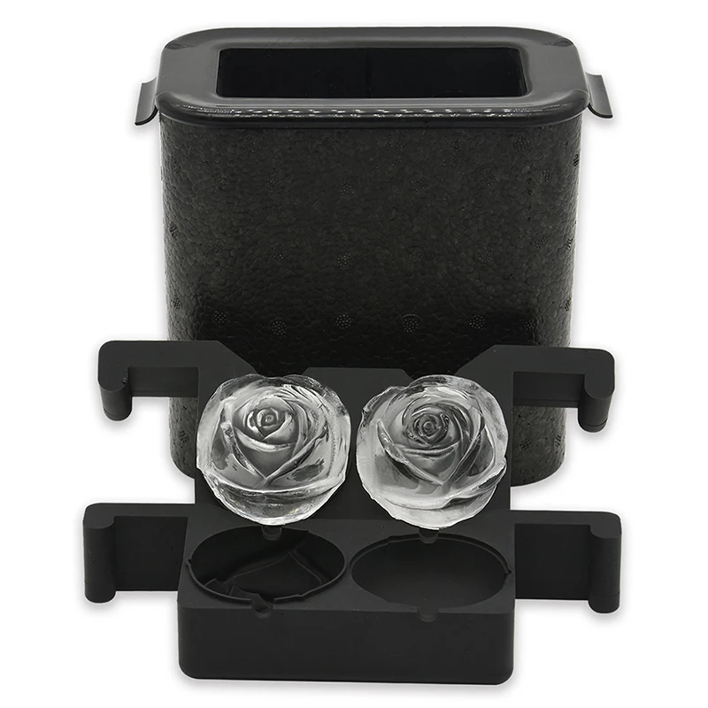 BHD Silicone Novelty Food Grade Large Slow Melting Rose Design Ice Cube Tray Maker Jumbo Clear Ice Ball Mold