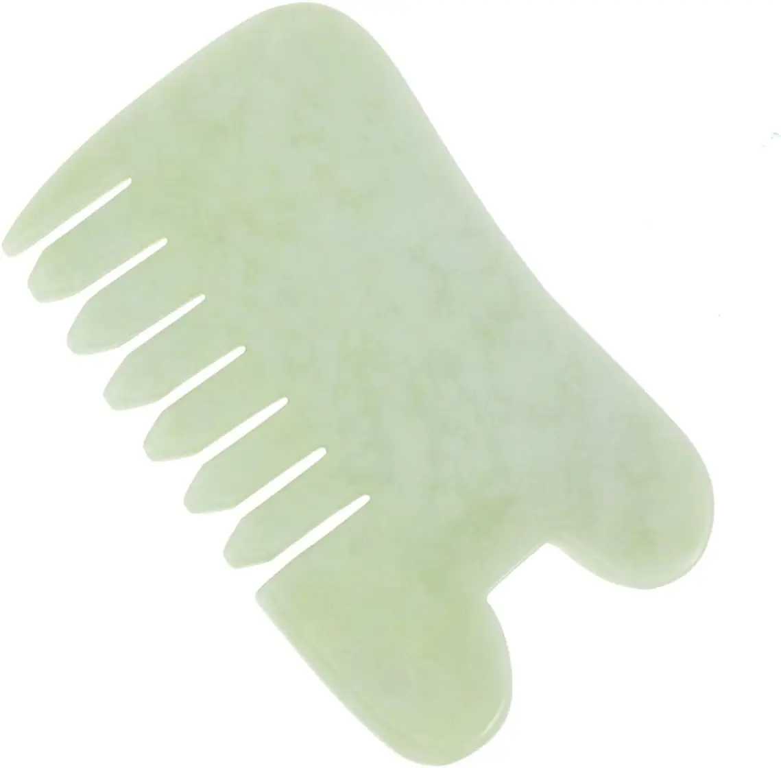 SFM Brand Natural Green Jade Gua Sha Hair Comb Xiuyan Jade Gua Sha Tools with Custom Logo Wide Tooth Comb Face Home Massaging