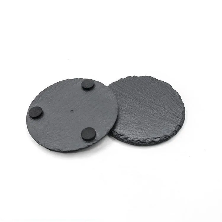 2023 Non Slip SLATE coaster Simple style Round square rectangular black coaster