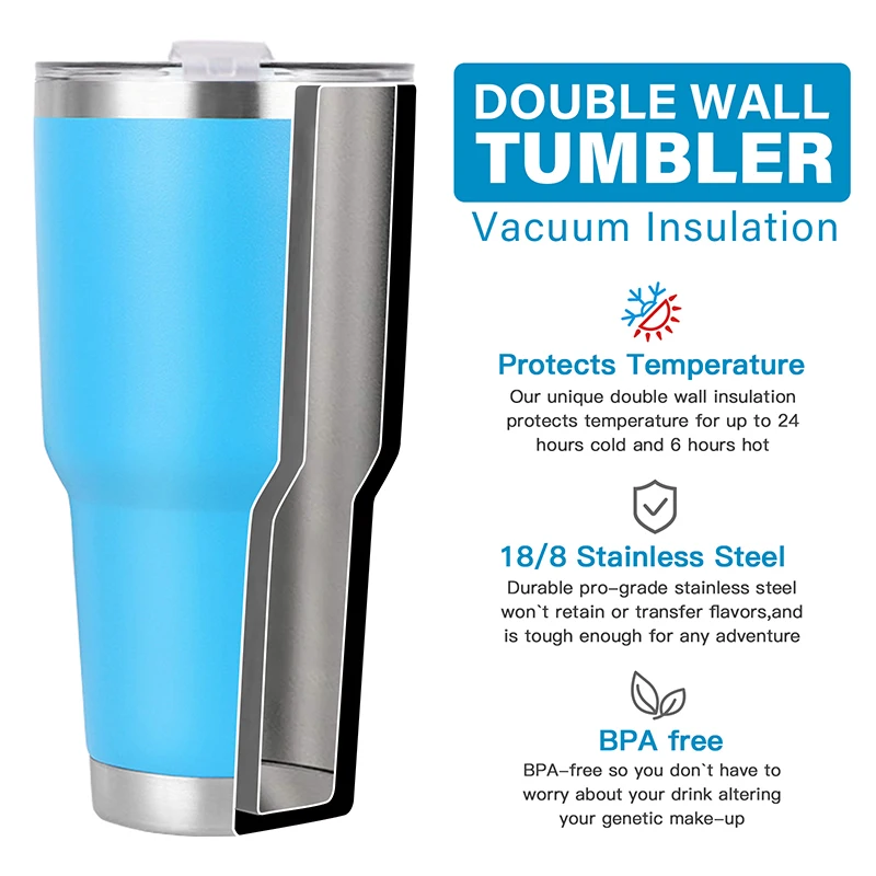 WeVi Wholesale 30 oz Double Wall Vacuum Insulated Stainless Steel Coffee Tumbler With Straw