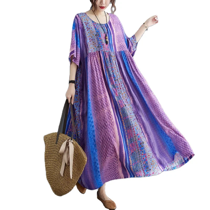 Fashion Indian Dress Women Traditional Long Gown Kurties Saree India Pakistan Clothing Muslim Bohemian Casual Cotton Maxi Robe