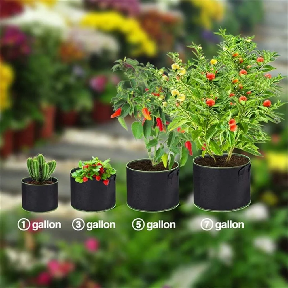 10 Gallon Reusable Durable Lightweight Felt Fabric Plant Grow Bag with Large Capacity for Potato Tomato Onion Flower Vegetable