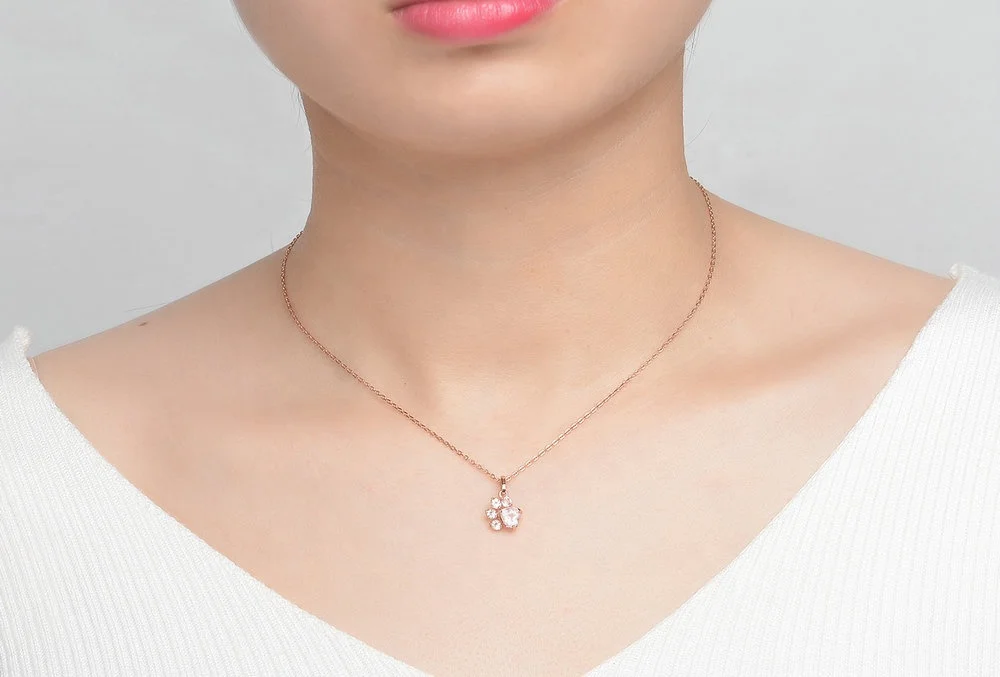
factory direct sales natural quartz stone cat claw 925 pure silver pendant necklace plated rose gold jewelry 