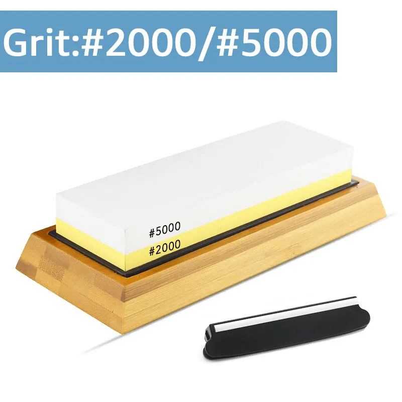 Wholesale Durable Aluminum Oxide Knife Sharpener Silicon Carbide Sharpening Stone Bamboo Base Whetstone Bamboo For Knife