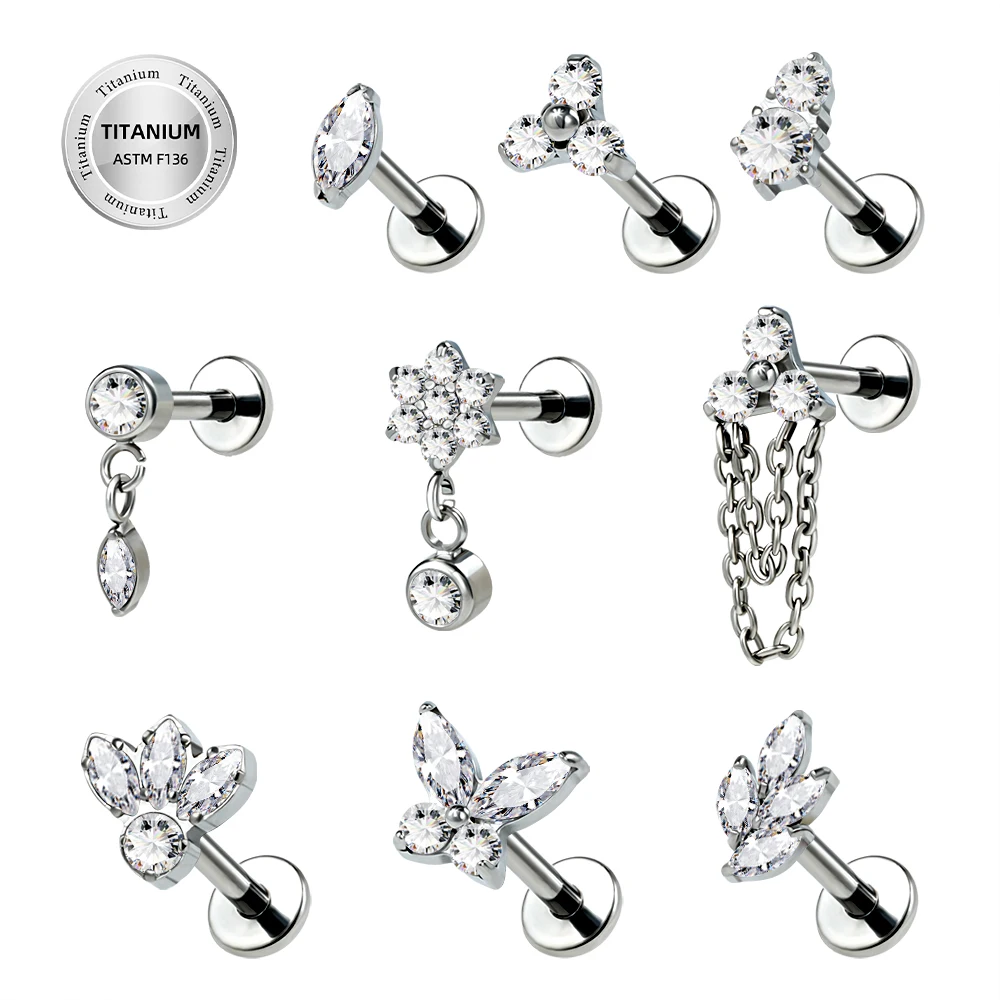 Toposh Circon Rock ASTM F136 g23 labret безналитные Кольца Для Пирсинга Ушей