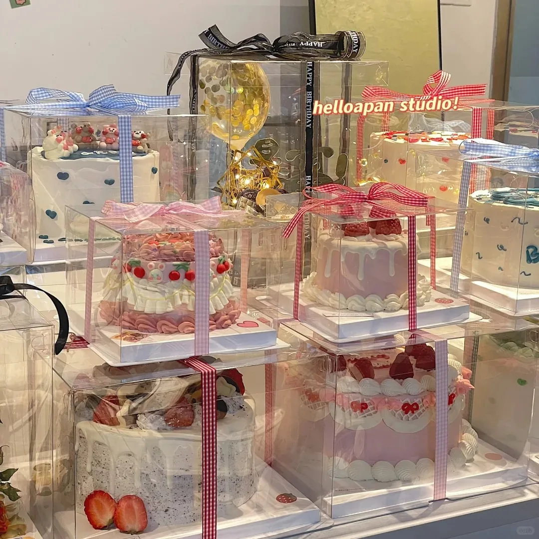 OEM ODM personalized decorative plastic cream wedding cheese cake box disposable container cake boxes for frozen cakes boxes
