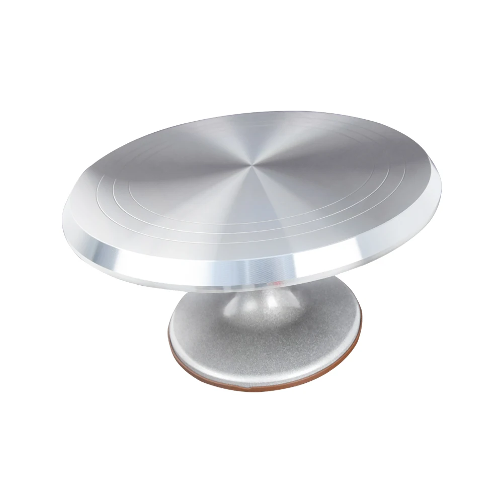 Factory Direct High Quality Non-slip Polish Revolving 12 Inches Silver bottom Aluminium Alloy Rotating Plate cake turntable