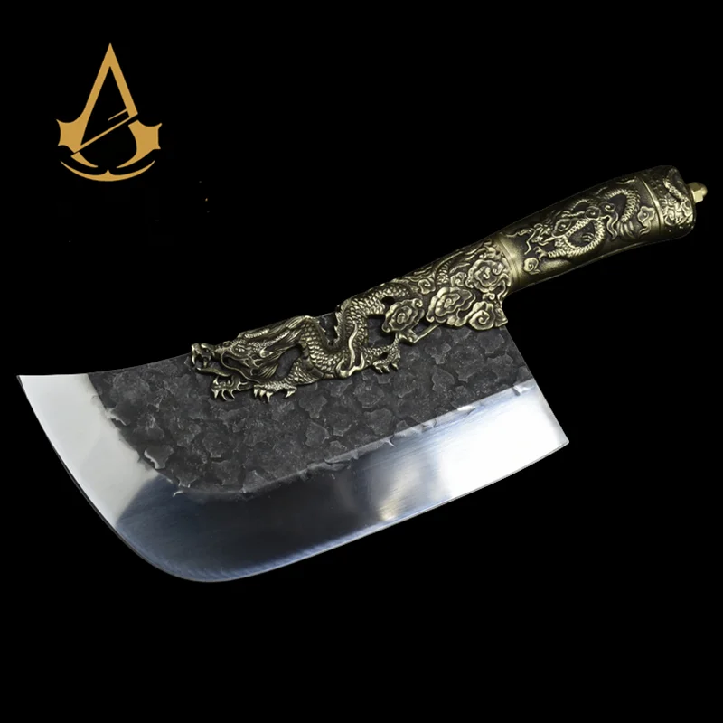 China Longquan Factory customized high-end kitchen kitchen knife stainless steel copper handle bone cutting meat cutter