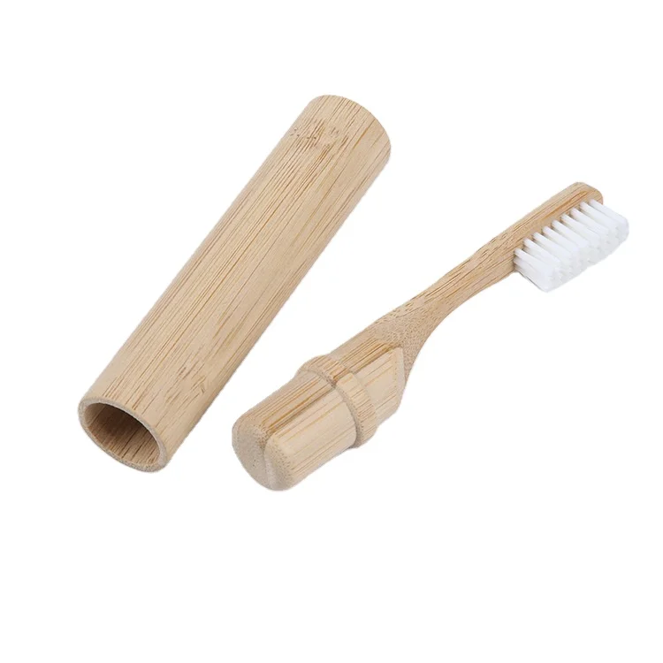 Replaceable head biodegradable bamboo toothbrush for travel