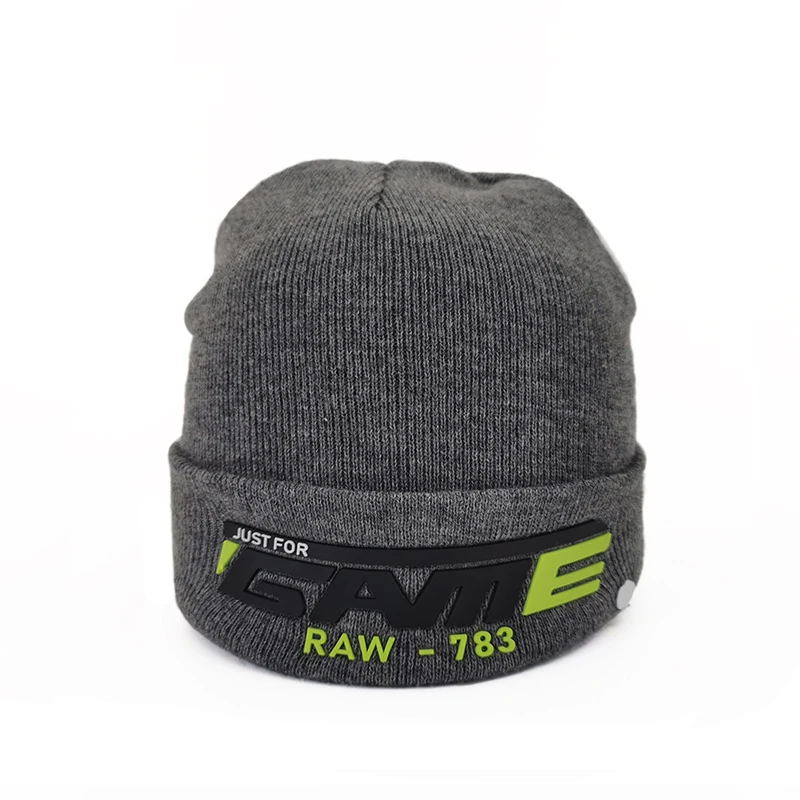 knitted ribbed beanie with logo winter custom knitted ribbed hat with injection print beanie custom
