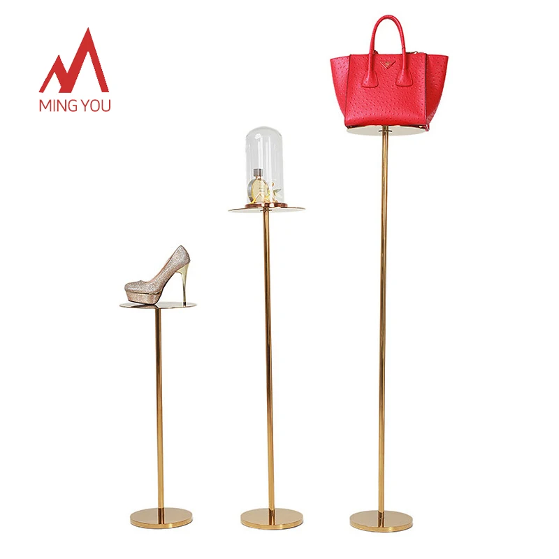 Window Stainless Steel Metal Tie Scarf Display Stand Golden Handbag Bag Display Racks