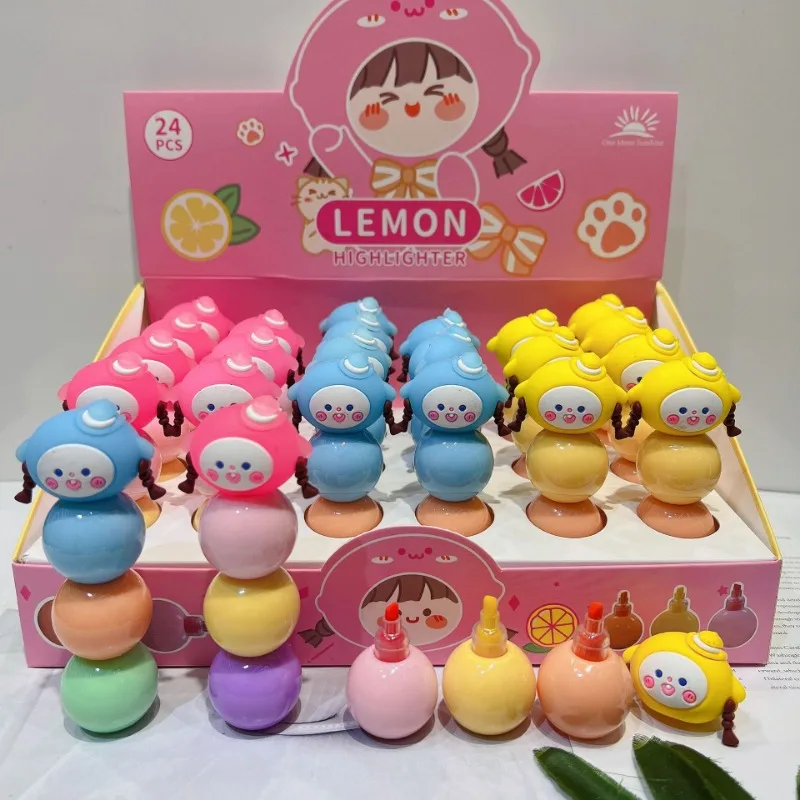 School Stationery Cute Animal Shaped Fluorescent Pen Macaron Color Splicing Fluorescent Pen Set Student Drawing Pen Graffiti